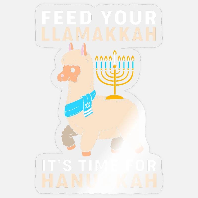 Hanoukka Hanoukka Hanoukka Lama - Sticker taille S (10 x 10 cm) - brillant transparent