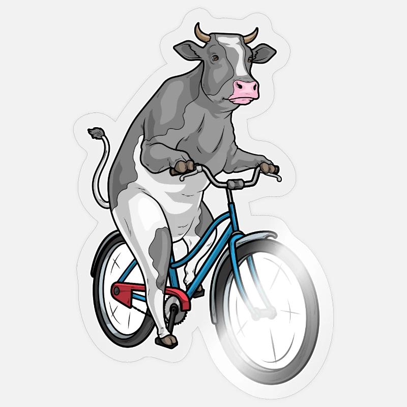 Vélo Vache - Sticker taille S (10 x 10 cm) - brillant transparent