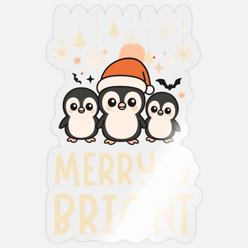 Cute and Bright Penguin Pattern - Sticker size S (10 x 10 cm) - transparent glossy