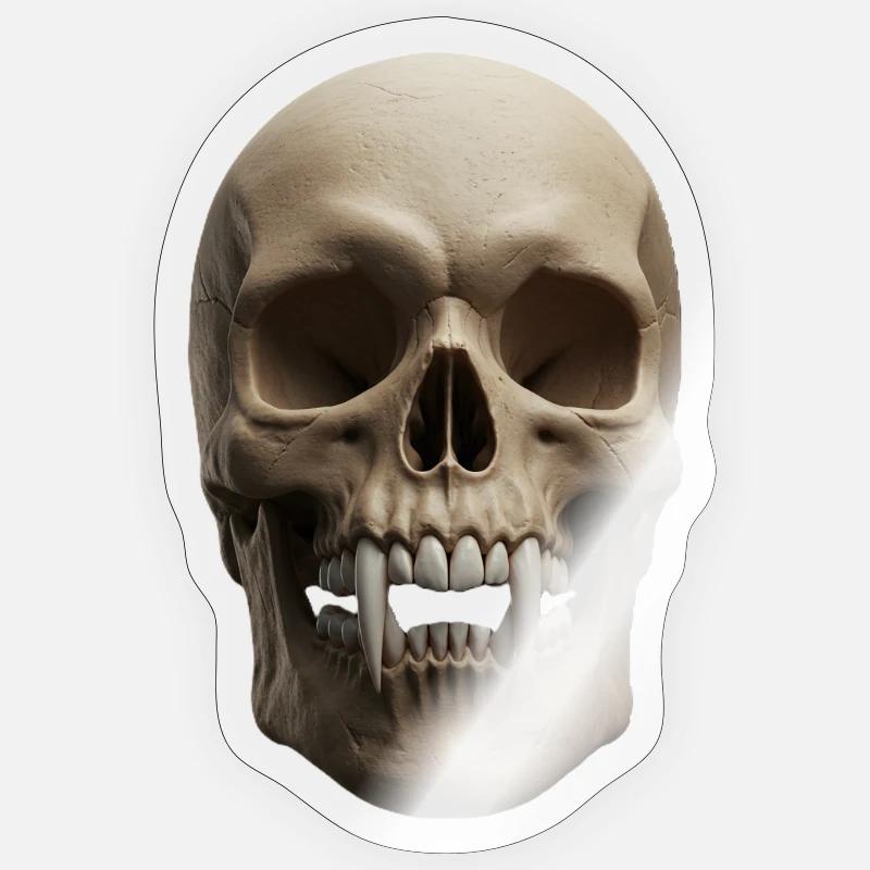 Schädel mit Vampirfängen - Sticker taille S (10 x 10 cm) - brillant transparent