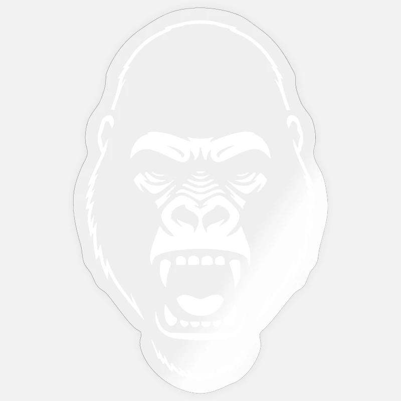 Gorilla Stencil: Elegantes Grunge-Statement - Sticker Größe S (10 x 10 cm) - Transparent glänzend