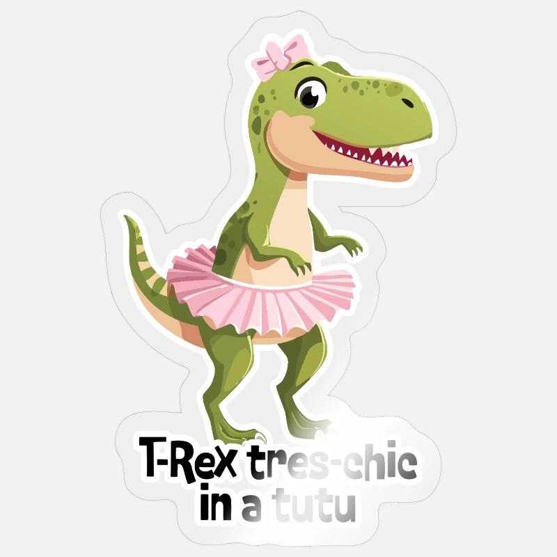 TREX Très Chic en Tutu - Sticker taille S (10 x 10 cm) - brillant transparent
