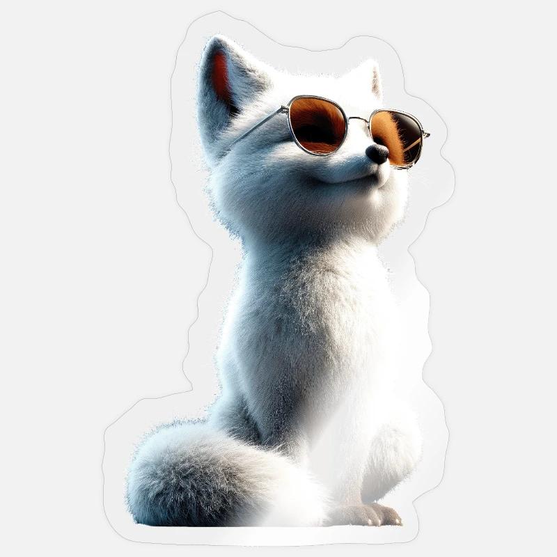 Polarfuchs Schneefuchs Eisfuchs Süßer Weißer Fuchs - Sticker Größe S (10 x 10 cm) - Transparent glänzend
