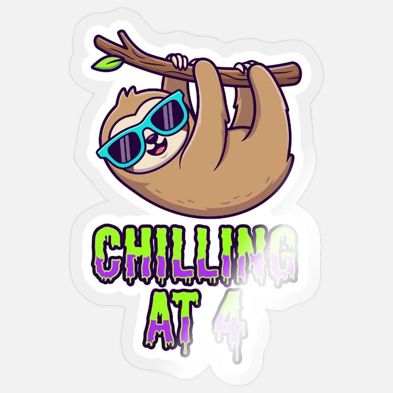 Chilling At 4 Sloth - Sticker size S (10 x 10 cm) - transparent glossy