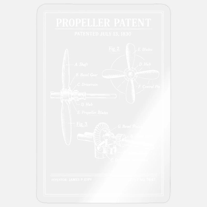Plan de brevet d’hélice - Sticker taille S (10 x 10 cm) - brillant transparent