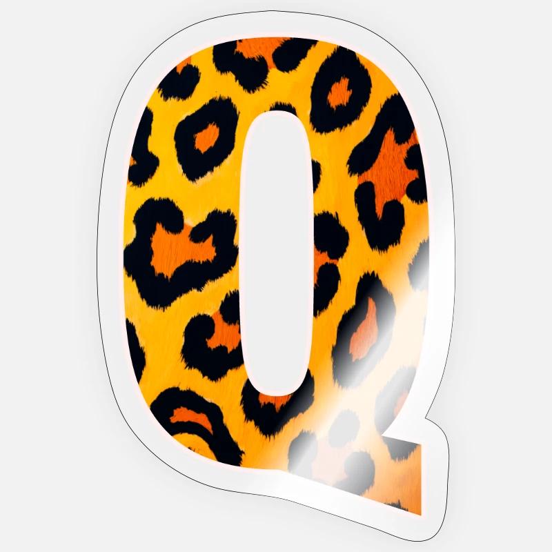 Leopard_Buchstabenmuster_-_Q - Sticker Größe S (10 x 10 cm) - Transparent glänzend