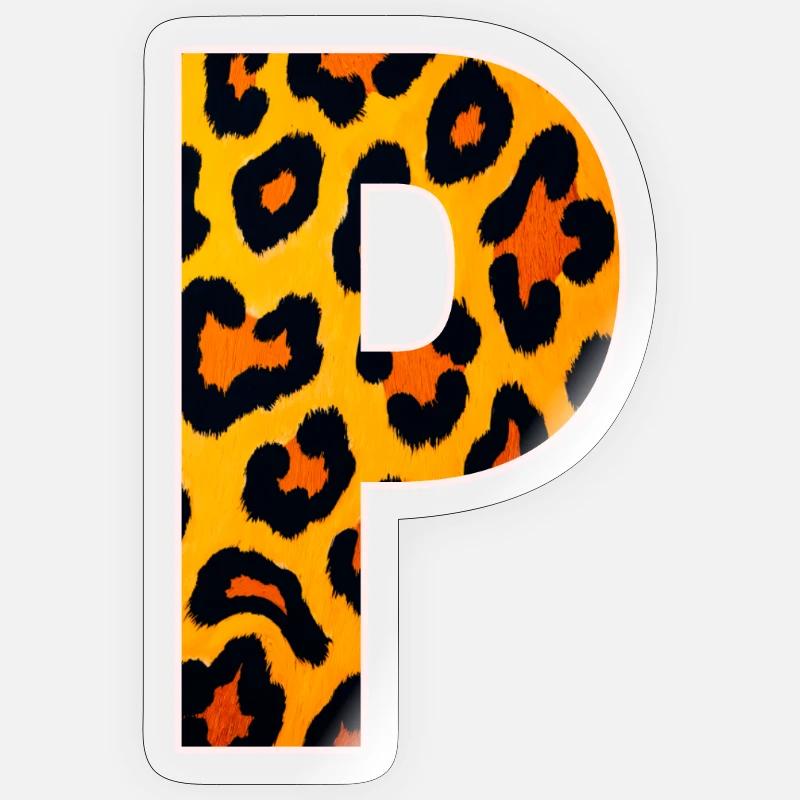 Leopard_Buchstabenmuster_-_P - Sticker Größe S (10 x 10 cm) - Transparent glänzend