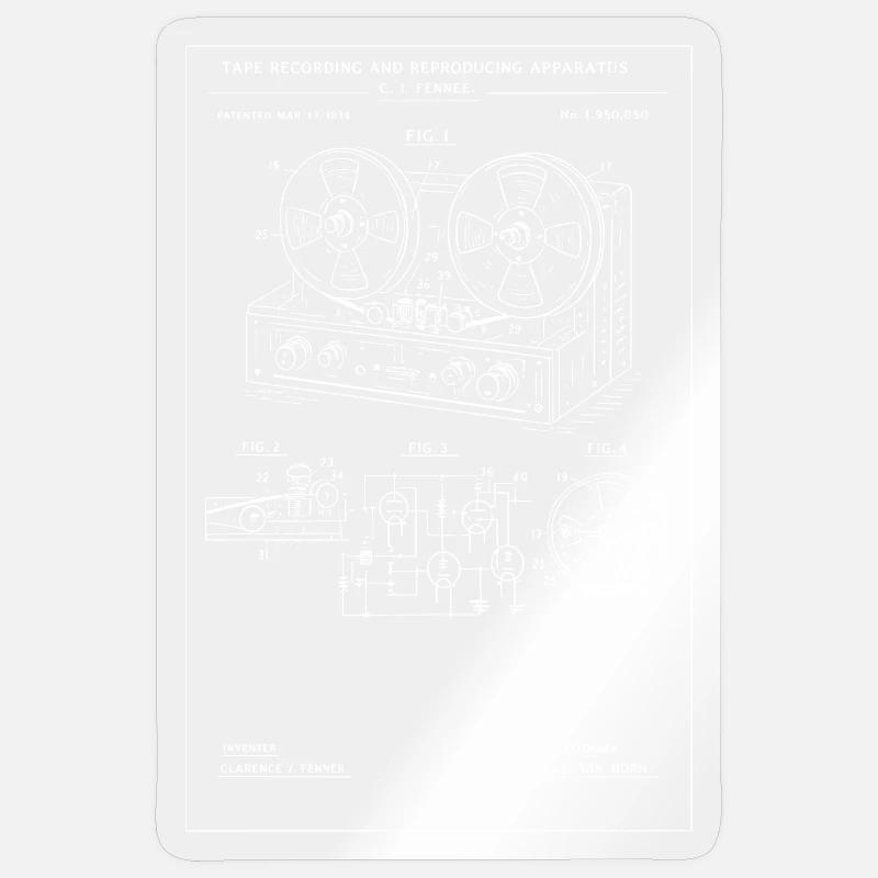 Plan vintage de magnétophone à bobine Sticker taille S (10 x 10 cm)