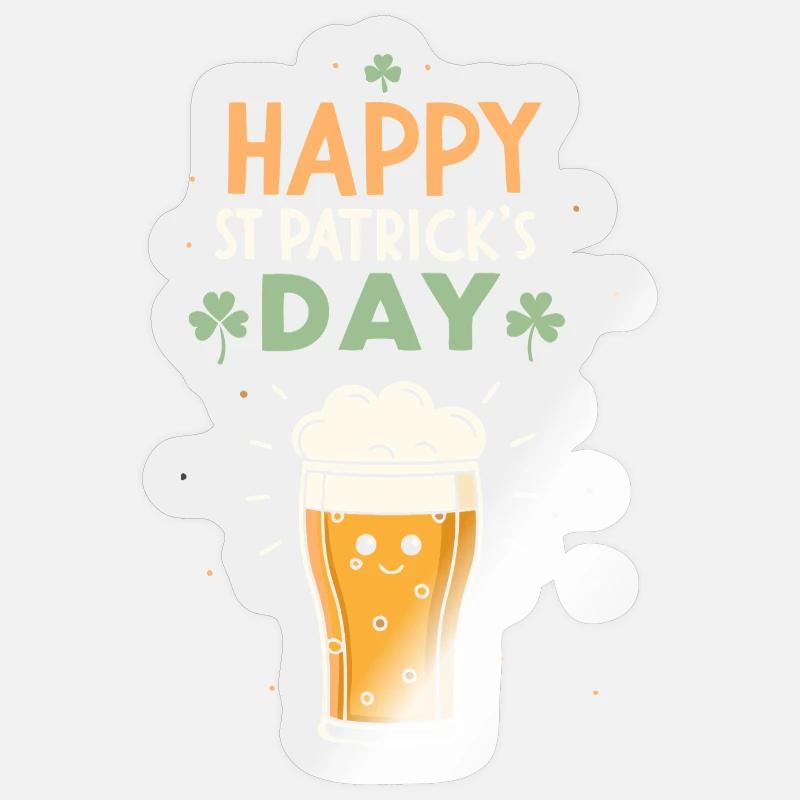 Pinte joyeuse Saint-Patrick - Sticker taille S (10 x 10 cm) - brillant transparent