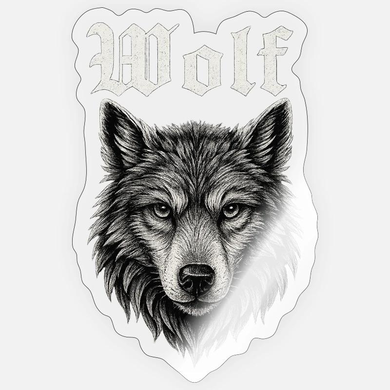 Gothic Wolf Head Illustration Gift Idea Sticker size S (10 x 10 cm)