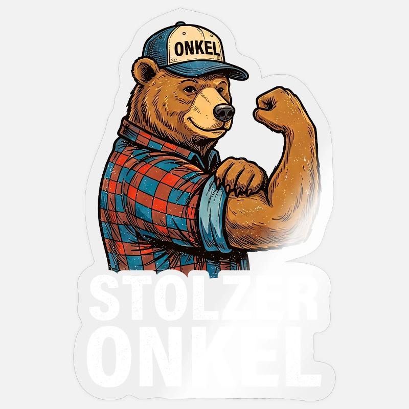Proud Uncle Bear - Sticker size S (10 x 10 cm) - transparent glossy