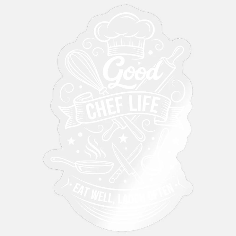 Bon mode de vie de chef - Sticker taille S (10 x 10 cm) - brillant transparent