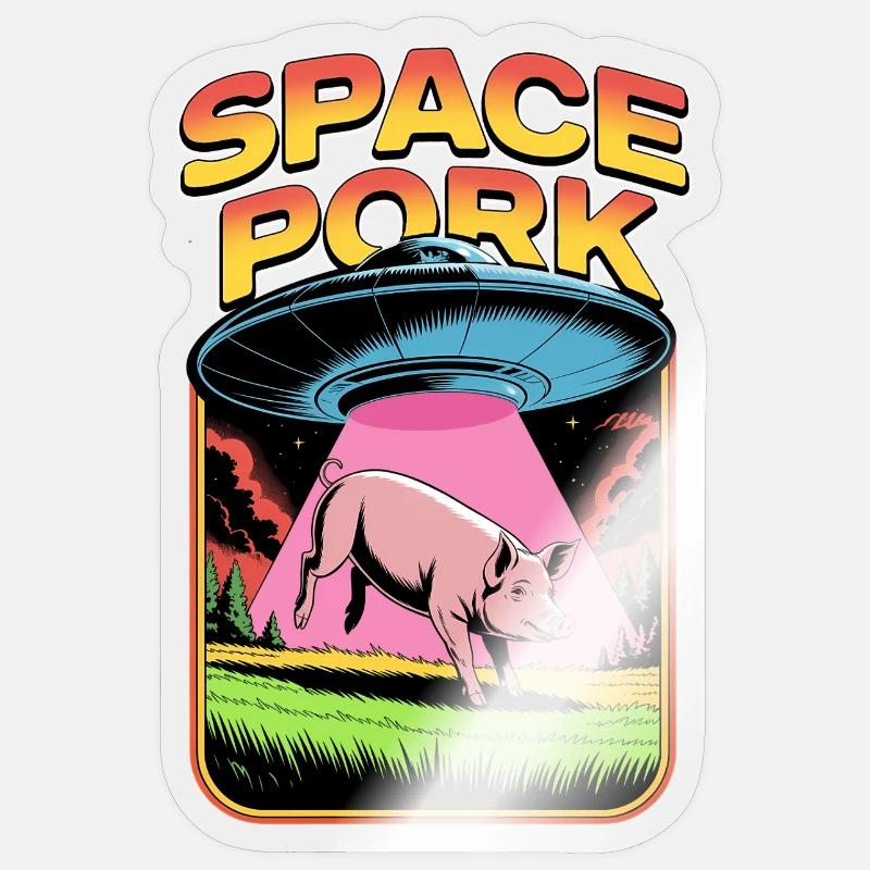Space Pork - Sticker size S (10 x 10 cm) - transparent glossy