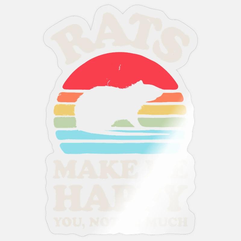 Ratten machen mich glücklich Sonnenuntergangsdesign - Sticker Größe S (10 x 10 cm) - Transparent glänzend