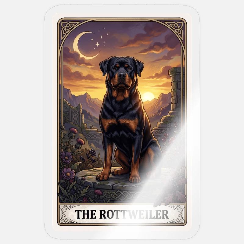Rottweiler Mondschein Tarot - Sticker Größe S (10 x 10 cm) - Transparent glänzend