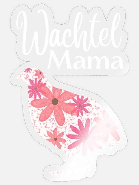 Wachtel Mama | Florales Wachtel Design - Sticker Größe S (10 x 10 cm) - Transparent glänzend