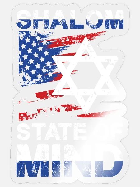 Shalom State Of Mind Stern USA Flag - Sticker Größe S (10 x 10 cm) - Transparent glänzend