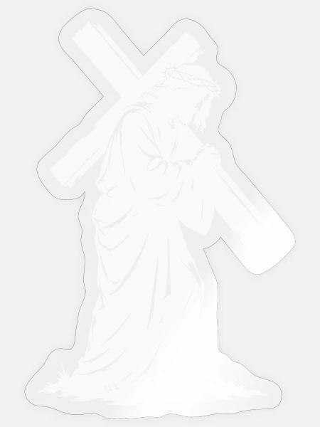 Kreuzweg Silhouette Jesu - Sticker Größe S (10 x 10 cm) - Transparent glänzend