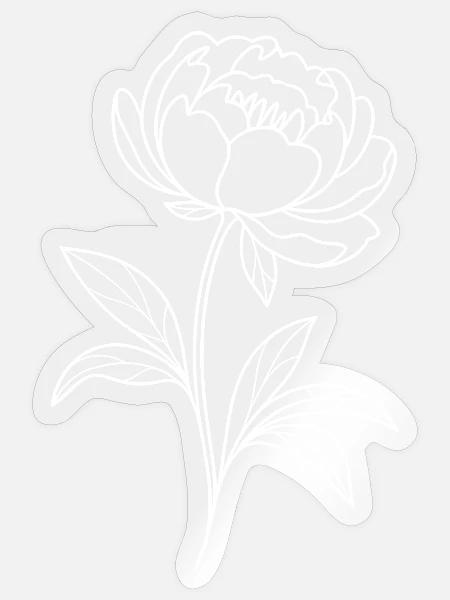 Monochrome Linienblume Skizzen-Design - Sticker Größe S (10 x 10 cm) - Transparent glänzend