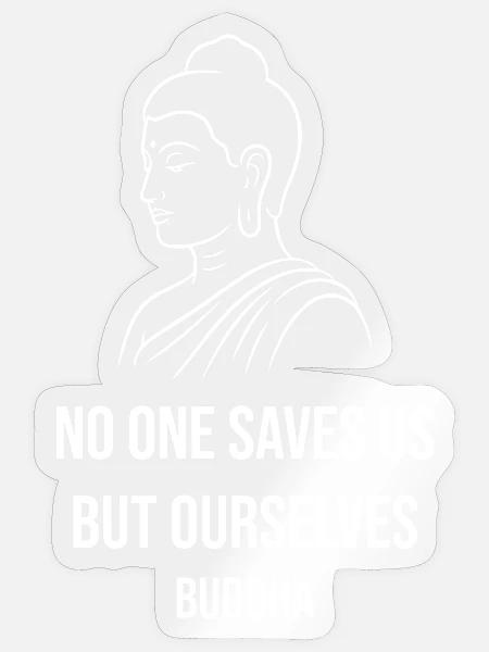 Buddha Self-Reliance Line Art - Sticker Größe S (10 x 10 cm) - Transparent glänzend