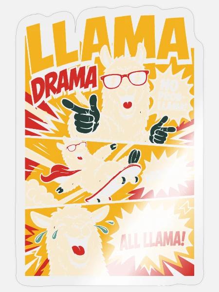 Llama Drama – No Prob-Llama Comic - Sticker Größe S (10 x 10 cm) - Transparent glänzend