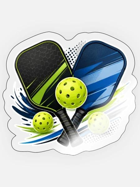 Padel Schläger und Bälle Motiv - Sticker Größe S (10 x 10 cm) - Transparent glänzend