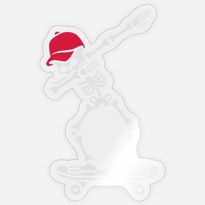 Dab dabbing skeleton skateboard skater - Sticker størrelse S (10 x 10 cm) - gennemsigtig blank