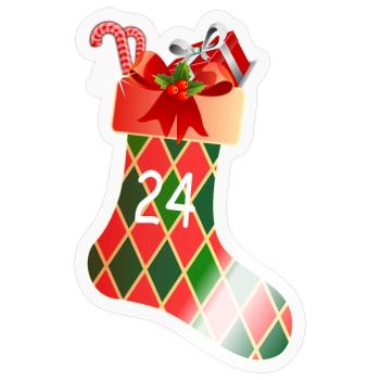 24 Dezember Socke - Sticker Größe S (10 x 10 cm) - Transparent glänzend - Vorne