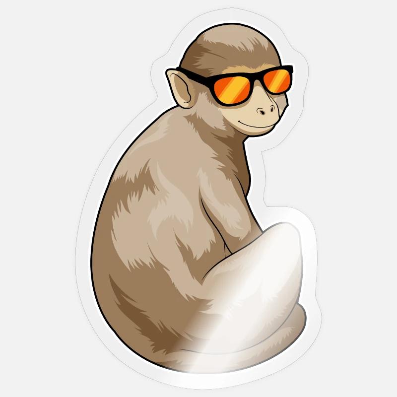 Affe Sonnenbrille - Sticker Größe S (10 x 10 cm) - Transparent glänzend