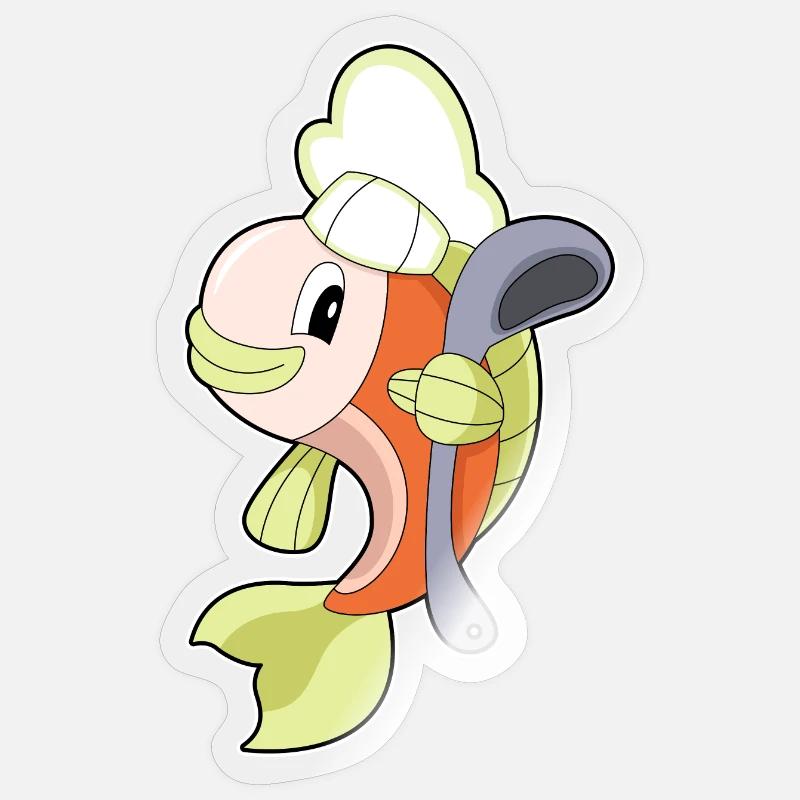 Fisch Koch Kochlöffel Kochen - Sticker Größe S (10 x 10 cm) - Transparent glänzend