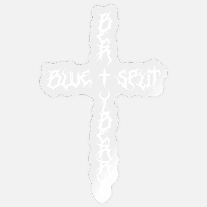 BlueberrySplit Merch Cross - Sticker taille S (10 x 10 cm) - brillant transparent