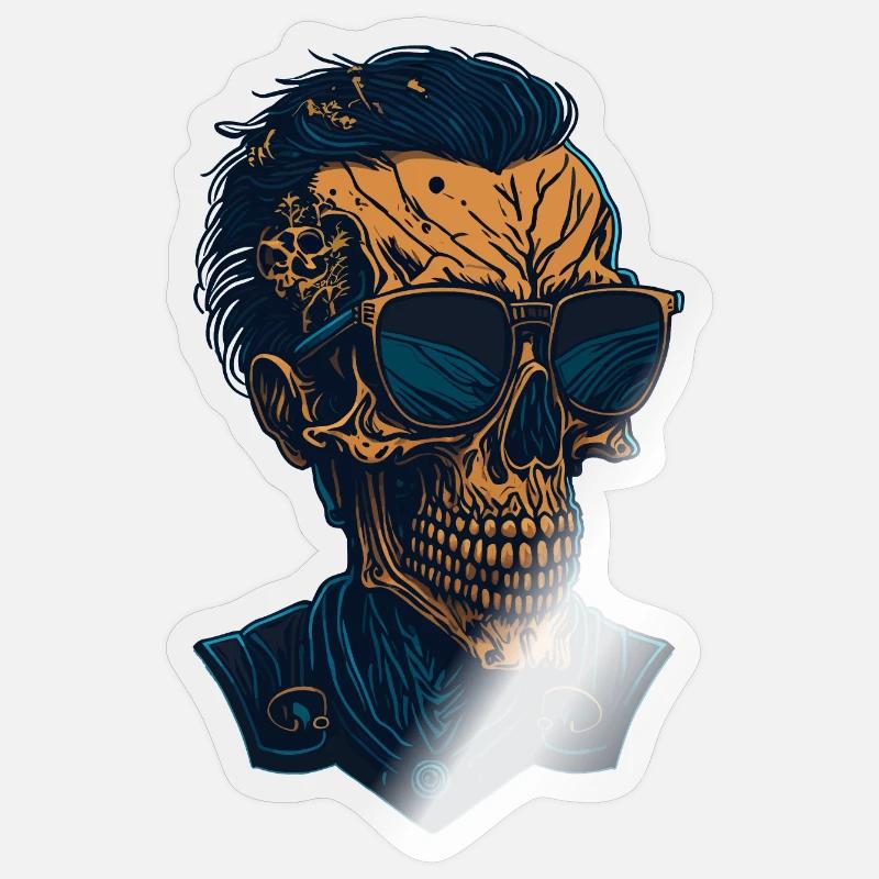 Illustration de crâne de Pop Art - Sticker taille S (10 x 10 cm) - brillant transparent