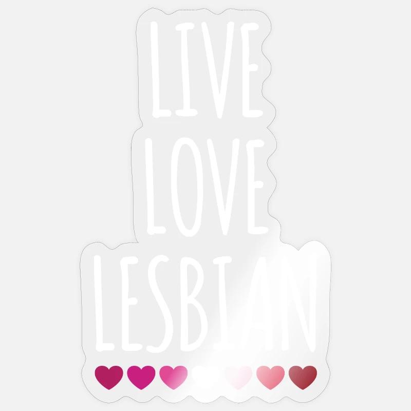 Vivre. Amour. Lesbienne. - Sticker taille S (10 x 10 cm) - brillant transparent