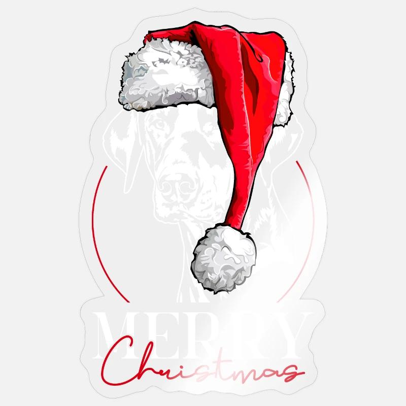 Santa Dobermann Merry Christmas Hunde Wilsigns - Sticker Größe S (10 x 10 cm) - Transparent glänzend