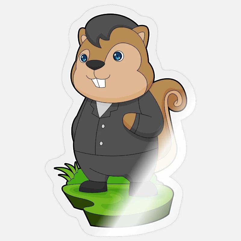 Eichhörnchen Bräutigam Anzug Hochzeit - Sticker Größe S (10 x 10 cm) - Transparent glänzend