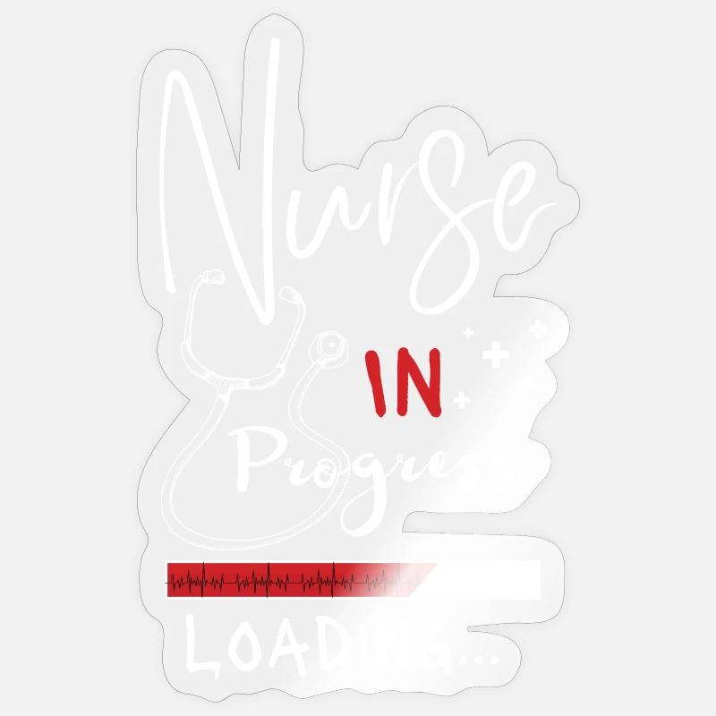 Nurse In Progress wird geladen - Sticker Größe S (10 x 10 cm) - Transparent glänzend