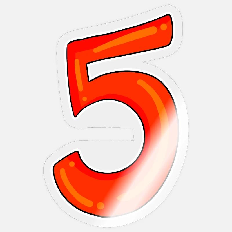 Symbole de cinq chiffres 5 - Sticker taille S (10 x 10 cm) - brillant transparent