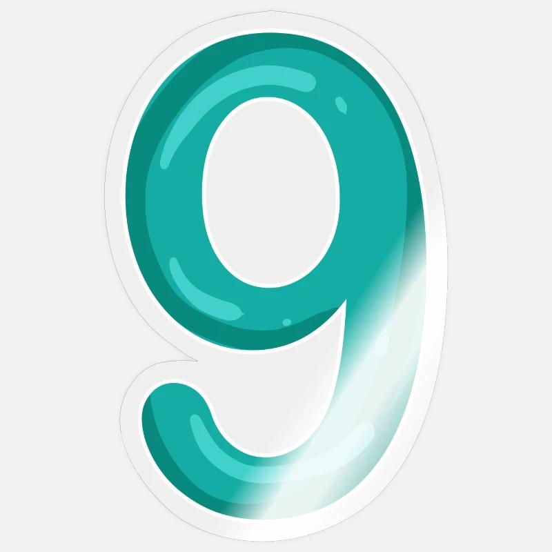 Numéro 9 - Neuf - 9 Motif - Sticker taille S (10 x 10 cm) - brillant transparent