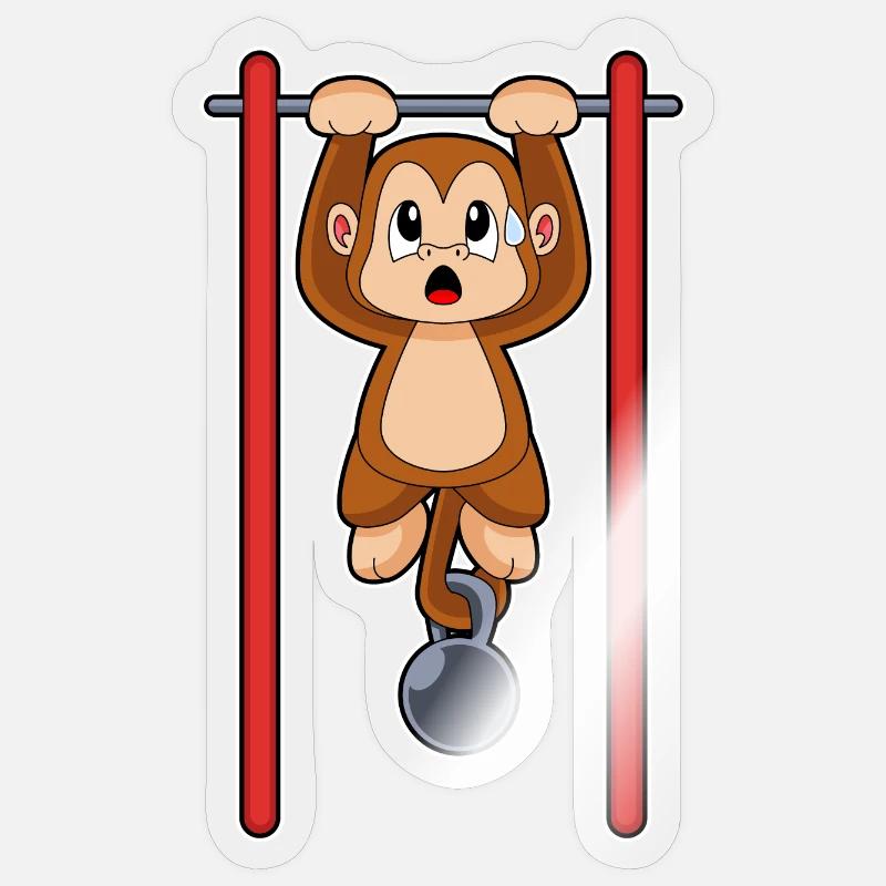 Monkey Bodybuilder Pull-ups Bodybuilding - Sticker size S (10 x 10 cm) - transparent glossy