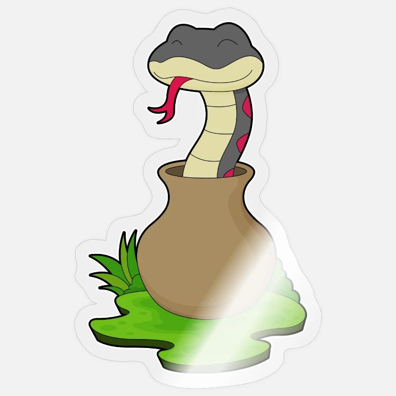 Snake Vase - Sticker size S (10 x 10 cm) - transparent glossy