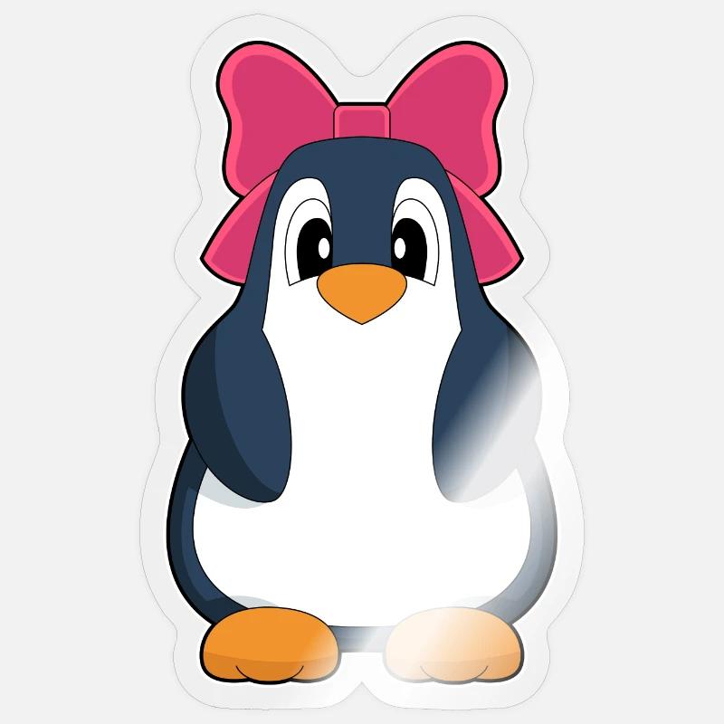 Pinguin Schleife - Sticker Größe S (10 x 10 cm) - Transparent glänzend