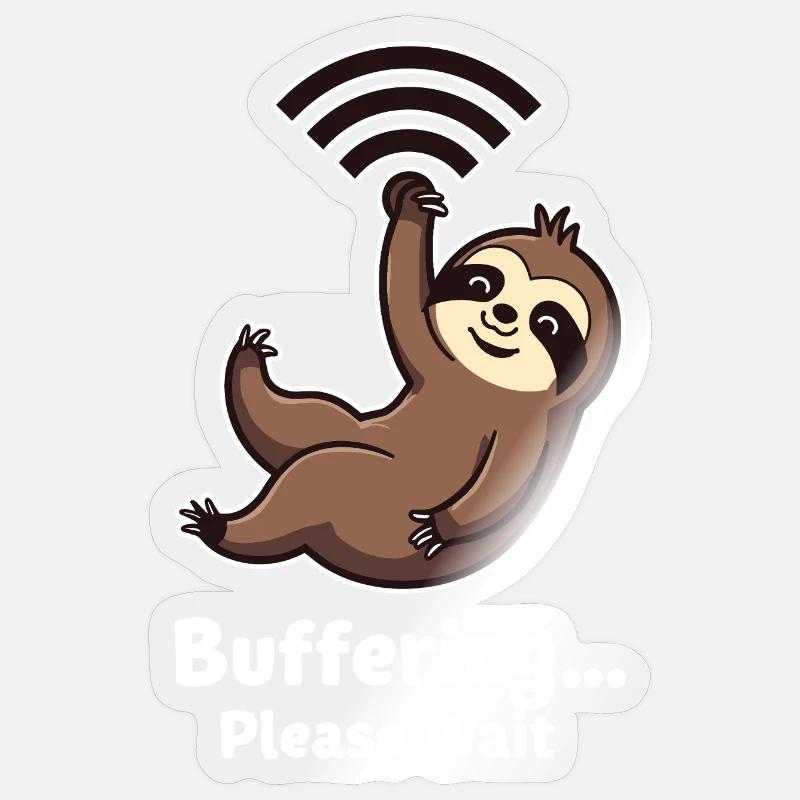 Lazy Sloth Buffering Design - Sticker size S (10 x 10 cm) - transparent glossy