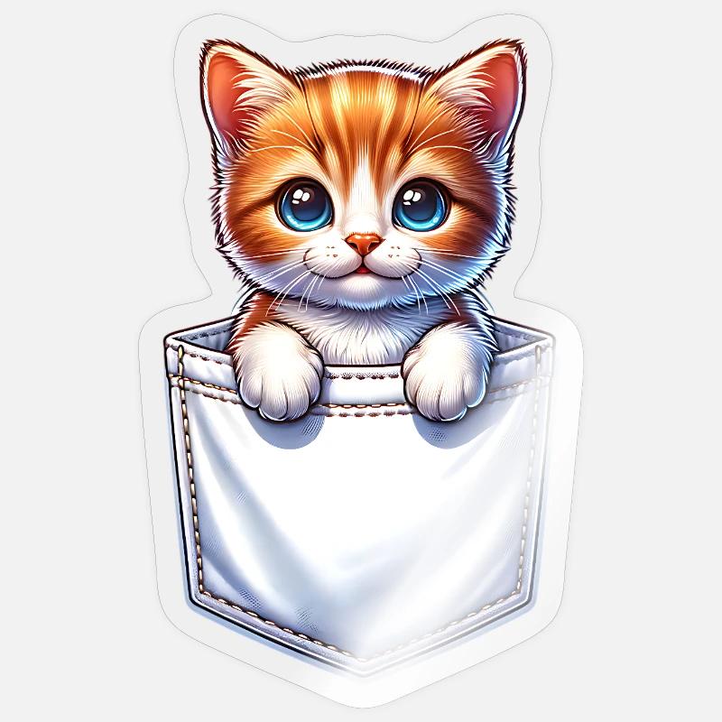 Chat dans une poche Sticker taille S (10 x 10 cm)