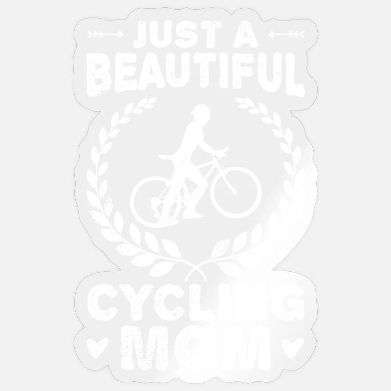 Fahrradfahrer Mutter - Sticker Größe S (10 x 10 cm) - Transparent glänzend