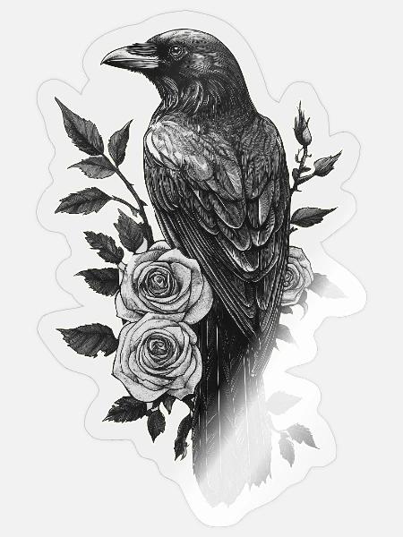 Raven - Sticker size S (10 x 10 cm) - transparent glossy