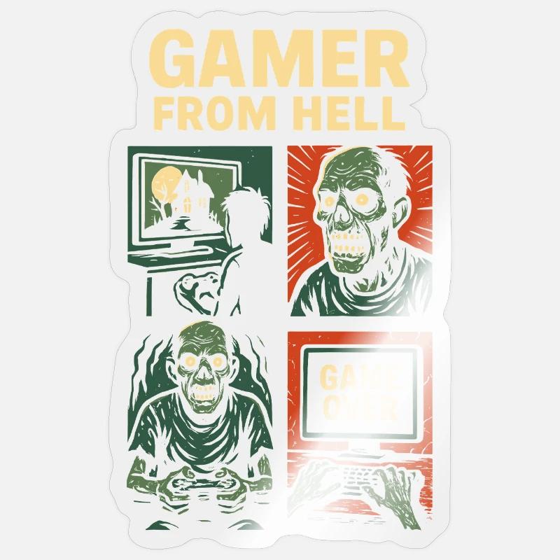 Gamer From Hell - Horror Comic Style Sticker Größe S (10 x 10 cm)