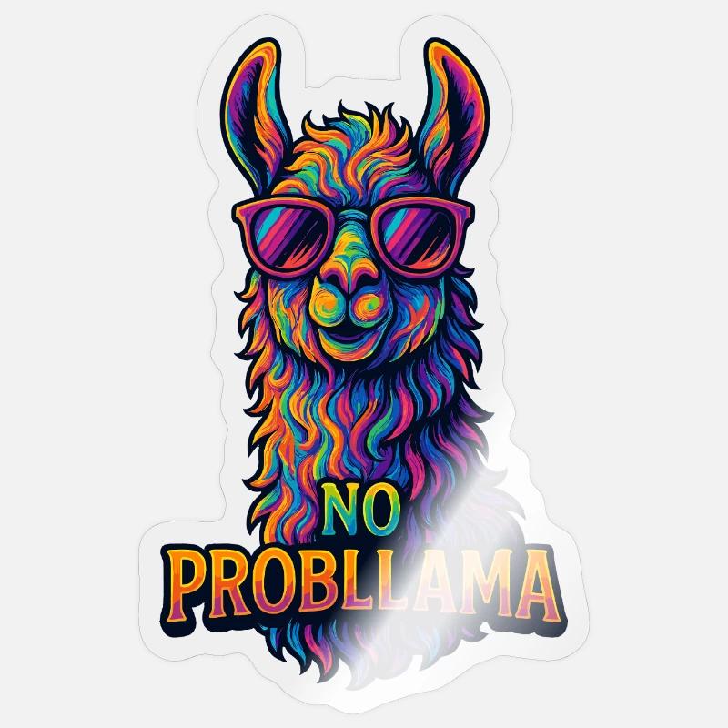 Psychedelic No Probllama Style - Sticker size S (10 x 10 cm) - transparent glossy