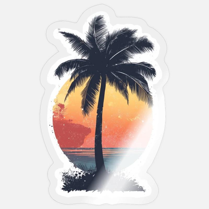 Palmier - Sticker taille S (10 x 10 cm) - brillant transparent