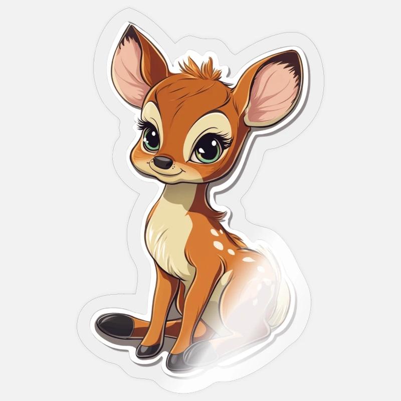 chevreuil - Sticker taille S (10 x 10 cm) - brillant transparent