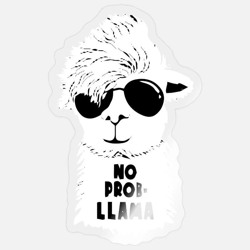 Llama Problem-Free Glasses - Sticker size S (10 x 10 cm) - transparent glossy